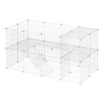 Dierenkooi Met 2 Verdiepingen, Doe-Het-Zelf Klein Huisje, Konijnenhok, Hamster, Konijn, Cavia, Metaalgaas, Voor Binnengebruik, 143 X 73 X 71 Cm, Wit