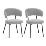 Eetkamerstoelen, Set Van 2, Keukenstoelen, Gestoffeerde Stoelen, Loungestoel, Metalen Poten, Modern, Voor Eetkamer, Keuken, Lichtgrijs