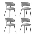 Eetkamerstoelen, set van 4, keukenstoelen, gestoffeerde stoelen, loungestoel, metalen poten, modern, voor eetkamer, keuken, lichtgrijs