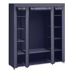Donkerblauw Kledingkast Met 12 Legplanken, Vliesstof Bekleding, Metalen Frame, 45 X 150 X 175 Cm - Perfect Voor De Slaapkamer