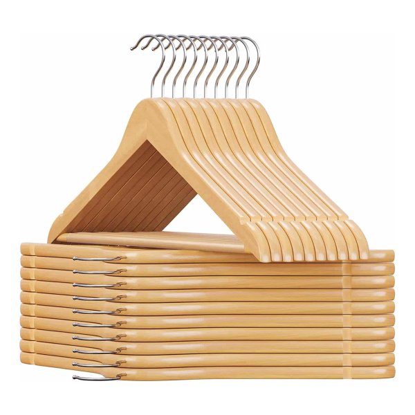 20 Stuks Houten Kleerhangers Met Broeklat, 360Â° Draaibare Haak, Inkepingen Ä°n Schouderpartij, Ideaal Voor Jassen En Hemden