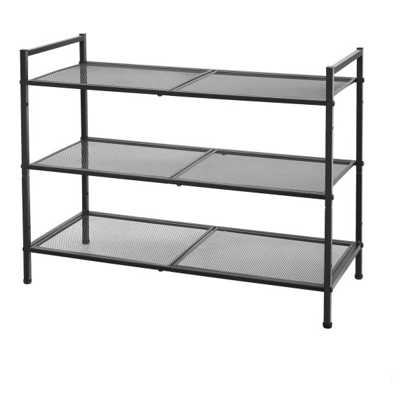 Schoenenrek Met 3 Planken, Schoenenrek, Stapelbaar, Schoenenopslag, Voor 9-12 Paar Schoenen, Metalen Schoenenrek, Gang, Woonkamer Of Badkamer, Zwart