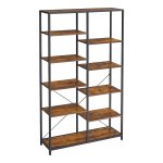 Vintage Boekenkast Met 5 Niveaus - Eenvoudig Te Monteren İn Woonkamer, Badkamer, Keuken, Hal - Bruin Zwart
