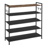 Vintage Bruin Zwart Schoenenrek Met 5 Niveaus - Plateaus Van Oxford - Open Schoenenkast Voor Hal, Slaapkamer - 4 Hakken - 20-25 Paar Schoenen - 29 X 89 X 92,5 Cm