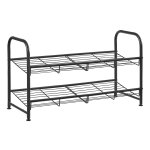 Schoenenrek Met 2 Legplanken, Stapelbare Schoenenopberger, Voor Maximaal 8 Paar Schoenen, Van Staal, 68,5 X 27,5 X 37 Cm, Voor Hoge Hakken, Sportschoenen, Slippers, Zwart
