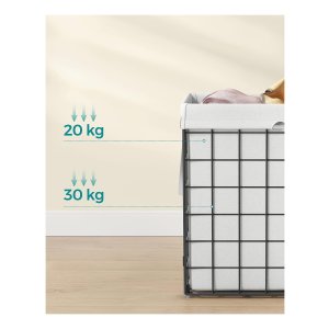 Songmics Wasmand 90 L, Opvouwbare Waszak, Afneembare En Wasbare Waszak Metalen Draadframe Voor Slaapkamer Badkamer Waskeuken Zwart Grijs Lcb190g01 Songmics Wasmand 90 L, Opvouwbare Waszak, Afneembare En Wasbare Waszak Metalen Draadframe Voor Slaapkamer Badkamer Waskeuken Zwart Grijs Lcb190g01