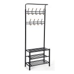 Kapstok Met 3 Schoenenrekken - 18 Haken, Metaal, 68,8 X 35,2 X 187 Cm, Zwart