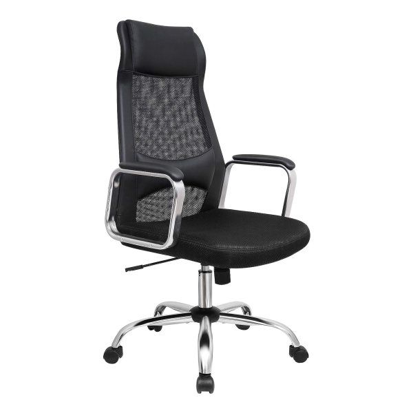 Bureaustoel Van Canvas, Ergonomische Stoel, Verstelbare Draaistoel, Kantelmechanisme, Ademend, Met Hoofdsteun, Lendensteun, Voor Kantoor, Belasting 120 Kg, Zwart