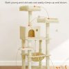 PawHut Krabpaal 160 cm Kattentoren met Hangmat, Ladder, Grot, 2 Pluchen Ballen, Sisalpalen, Groot Platform, Meerlaagse Kattenkrabpaal, Klimboom, voor Katten onder 5 kg, Beige