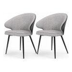Eetkamerstoelen, Set Van 2, Keukenstoelen, Gestoffeerde Stoelen, Stoel Met Armleuningen, Metalen Poten, Modern, Woonkamerstoelen, Voor Eetkamer, Keuken, Lichtgrijs
