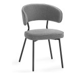 Eetkamerstoel, Keukenstoel, Gestoffeerde Stoel, Loungestoel, Metalen Poten, Modern, Voor Eetkamer, Keuken, Donkergrijs