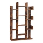 Vintage Boekenkast Ä°n Boomvorm - 86 X 25 X 140 Cm, Met 13 Vakken En Afgeronde Hoeken - Bruin