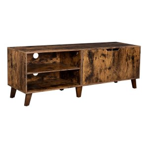 Tv-Kast, Televisietafel Met 2 Deuren, Tv-Rek Voor Televisie Tot 60 Ä°nch, Televisiekast Met Verstelbare Planken, Voor Woonkamer, Eetkamer En Slaapkamer, Vintage Bruin