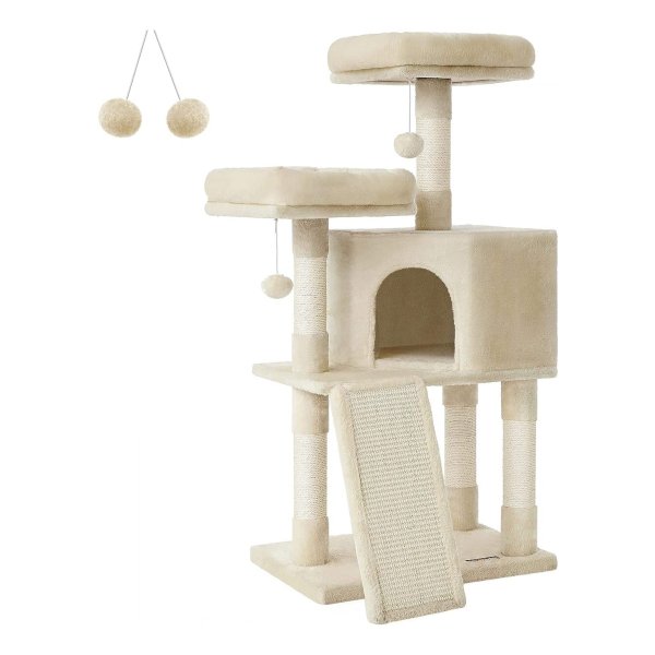 Krabpaal 115 Cm Beige Met Krabplank - Perfect Voor Kattenplezier!