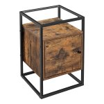 Nachtkastje, Nachtkastje, Bijzettafel, Glazen Tafel Met Kast, Sofatafel, Slaapkamer, Woonkamer, Hal, Stabiel Gehard Glas, Eenvoudige Montage, İndustrieel Ontwerp, Vintage Bruin Zwart