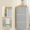 Relaxdays ladekast, HxBxD 63 x 80 x 30 cm, metaal, houtlook, 6 lades van stof, plank, modern dressoir, hal, meerkleurig