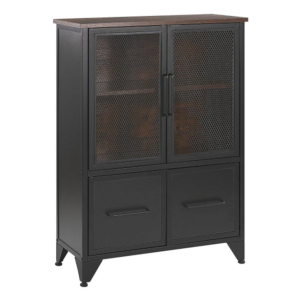 Industrieel Dressoir Opbergkast, Bruin, Zwart, Spaanplaat/Staal, 75 X 33 X 100 Cm