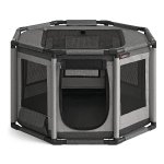 Puppyren Oxford Stof Hondenkooi M - 72X72X43Cm - Pvc Buizen Frame & Ademend Gaas - Met Zijvak - Donkergrijs-Lichtgrijs
