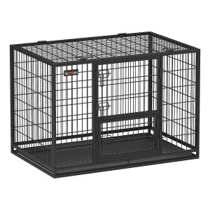 Hondenkooi Heavy Duty, Gaasbox, Dierenkooi, 107 X 70 X 74,9 Cm, Voor Grote En Middelgrote Honden, Veilig, 2 Uitneembare Deuren, Gemakkelijk Schoon Te Maken, Puppy Ren, Xl, Zwart