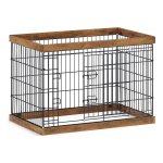 Puppy Ren, Vrije Uitloopren, Stalen Rooster, Puppy Box, Schuifdeur Met 2 Grendels, Maat L, 92,5 X 57,5 X 64 Cm, Verblijf Voor Honden, Konijnen, Hazelnoot Bruin En Zwart