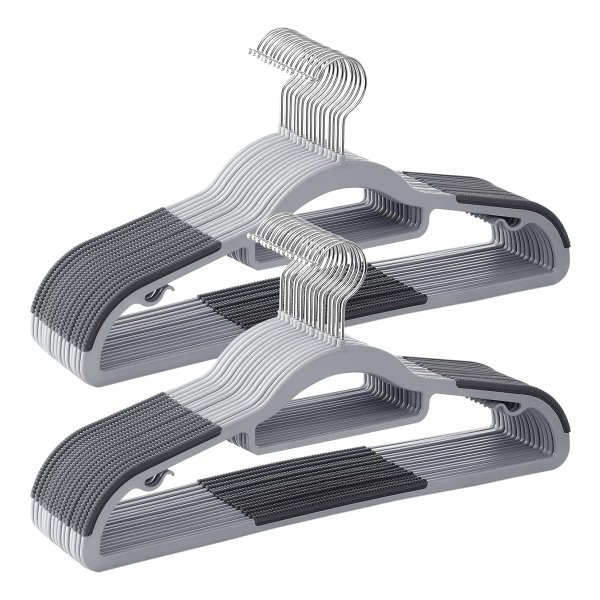 30-Delige Kleerhangerset Van Kunststof - Goed Belastbaar, Anti-Slip Design, Grijs