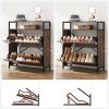 SOLVIEW Schoenenrek, metaal met 4 niveaus, schoenenkast, organizer voor 12 paar, stapelbaar, zwart, ruimtebesparend voor hal, outdoor, bergruimte, 60 x 25,5 x 72 cm