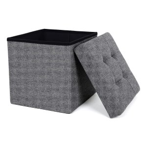 15 inch vouwopslag Ottomaanse bank, opbergkist, voetsteun van de voetstoel, slaapkamerbank met opslag, bevat maximaal 660 lb, donkergrijze