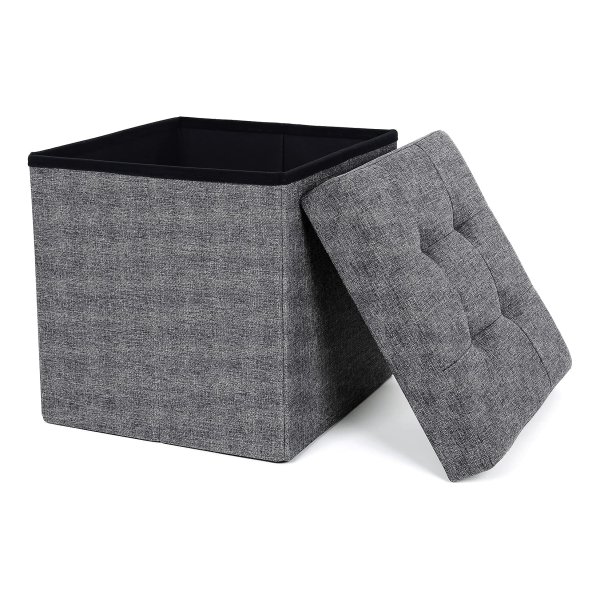 15 inch vouwopslag Ottomaanse bank, opbergkist, voetsteun van de voetstoel, slaapkamerbank met opslag, bevat maximaal 660 lb, donkergrijze