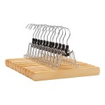 12 Stuks Houten Broekspanners Met Antislip, Verchroomde Haken En 360 Graden Draaibaarheid - Naturel