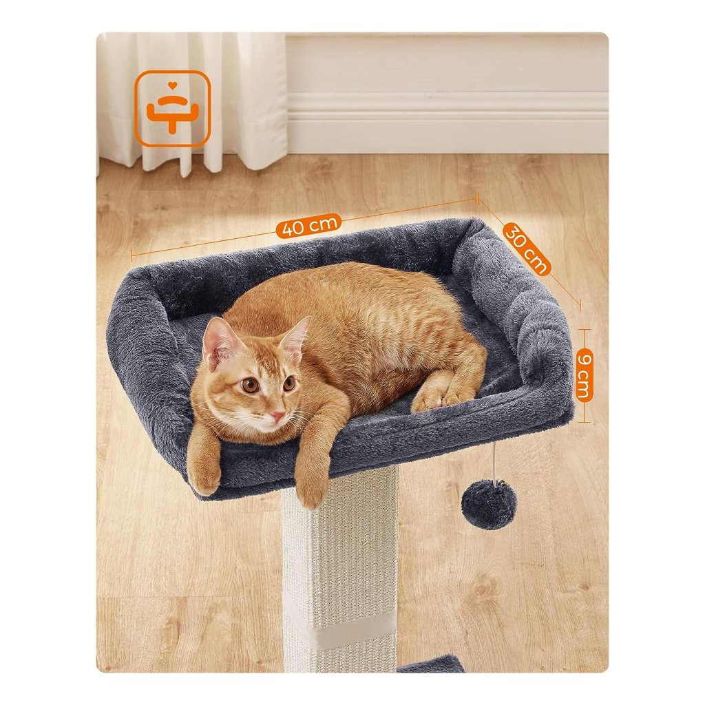 Feandrea kattenkrabpaal, 101 cm, XL kattenhuis voor extra grote katten tot 20 kg, groot platform, 2 kattengrotten, sisalpalen, rookgrijs PCT614G01