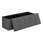 Zitbank Met Opbergruimte, Max. Statische Belastbaarheid 300 Kg, Opvouwbaar, Met Scheidingsrooster Van Metaal, 120 L, 110 X 38 X 38 Cm, Imitatie Linnen, Donkergrijs - Zitkist, Opbergdoos