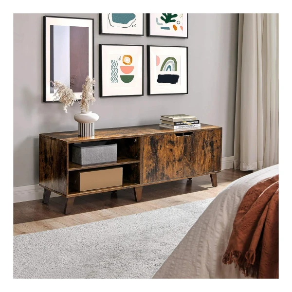 COSTWAY TV-kast 2-delig, vrije combinatie, televisietafel voor televisies tot 60 inch, televisiekast met open planken, lowboard, multifunctioneel TV- rek voor de woonkamer (Zwart