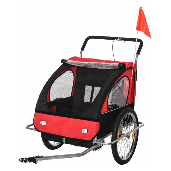 Fietskar - Rood-Zwart stalen fietskar met regenbescherming