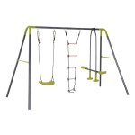 Schommelset -- Geschikt voor 3 kinderen – Inclusief klimtouwladder - Blauw