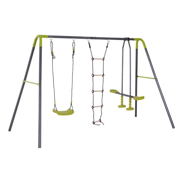 Schommelset -- Geschikt voor 3 kinderen – Inclusief klimtouwladder - Blauw