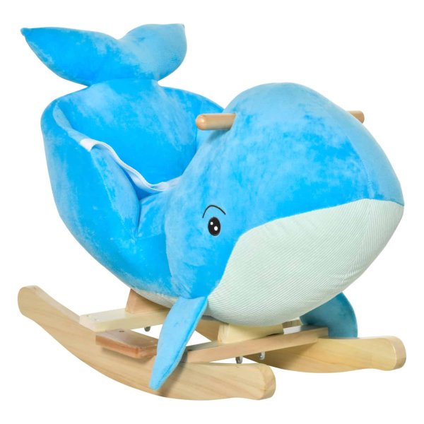 Hobbelpaard - Pluche Schommeldier - Geluid - Blauw