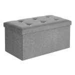 Zitbank Met Opbergruimte, Zitkist, Zitkruk, Opvouwbaar, 76 X 38 X 38 Cm, Bekleding Van İmitatie Linnen, Voor Slaapkamer, Hal, Woonkamer, Lichtgrijszi