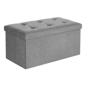 Zitbank Met Opbergruimte, Zitkist, Zitkruk, Opvouwbaar, 76 X 38 X 38 Cm, Bekleding Van İmitatie Linnen, Voor Slaapkamer, Hal, Woonkamer, Lichtgrijszi