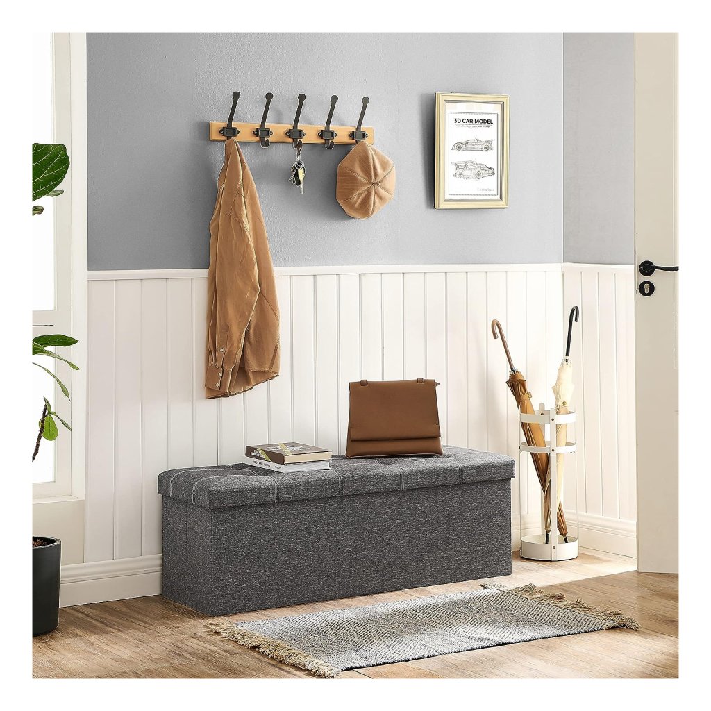 Songmics – bank met opbergruimte – opvouwbaar – grijs – draagkracht 300 Songmics – bank met opbergruimte – opvouwbaar – grijs – draagkracht 300