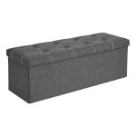 Donkergrijs Bank Met Opbergruimte, 110 X 38 X 38 Cm, Opvouwbaar, Zitkist, Zitkruk, Hoes Van Kunstlinnen, Ideaal Voor Slaapkamer, Hal En Woonkamer