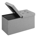 Opvouwbare Kistbank Met Half Deksel, Belastbaar Tot 300 Kg, 76 X 38 X 38 Cm, Lichtgrijs