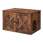 Kattenbak, Kattenhuis, Met Deuren, Vintage Bruin