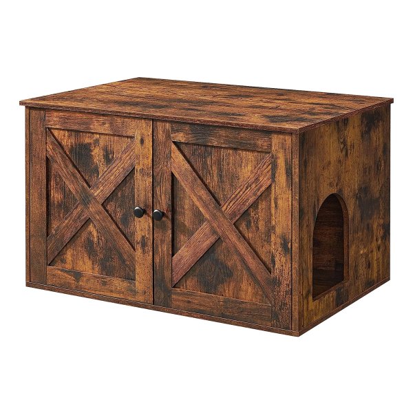 Kattenbak, Kattenhuis, Met Deuren, Vintage Bruin