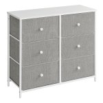 Ladekast, 6 Stoffen Lades Met Metalen Frame, Opbergeenheid, Dressoir, Voor Kinderkamer, Slaapkamer, Hal, Lichtgrijs En Wit