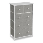 Ladekast, Stoffen Opbergkast Met 5 Lades, Dressoir, Voor Woonkamer, Hal, Kinderkamer, Lichtgrijs En Wit