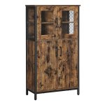 Industrieel Vintage Bruin-Zwart Dressoir Met Verstelbare Planken En Stalen Frame Voor Badkamer, Woonkamer En Keuken