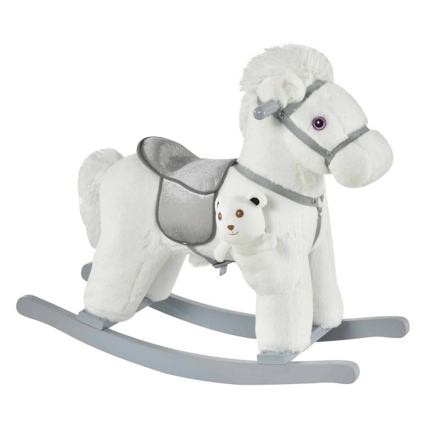 Hobbelpaard - Zaza Home - Hertengeluiden - Pluche wit
