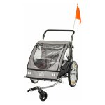 Kinderfietskarwagon  - 2-in-1 - opbergzak - Grijs/Zwart