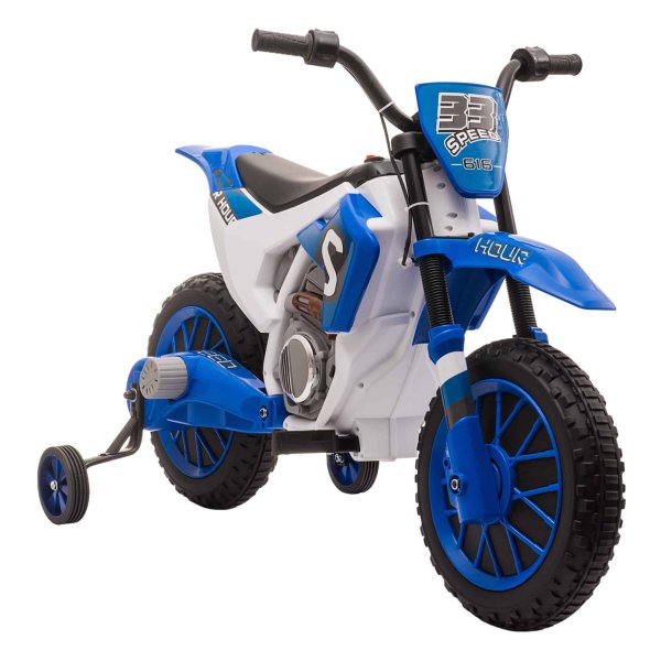 Motorfiets - Kinder Quad - Elektrisch - Afneembare Trainingswielen - Blauw/Wit