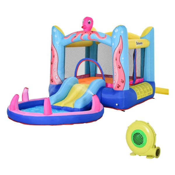 Springkasteel - Bounce&Play - Glijbaan en Trampoline - Blauw